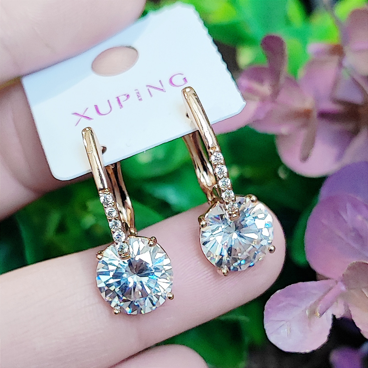 Сережки Xuping довжина 2.5см ширина 1см медичне золото позолота 18К с1523