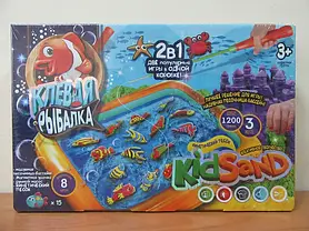 Настільна гра 2в1 "Кльова рибалка" та Кінетичний пісок "KidSand" РОС KNZ, фото 4