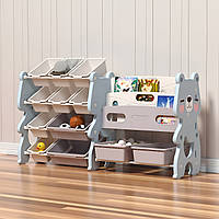 Стелаж з контейнерами + книжкова полиця 2в1 “Cutie Maxi” Блакитний