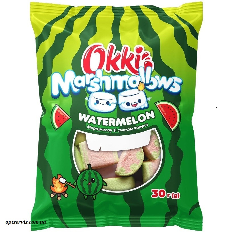 Маршмеллоу Okki Marshmallows Watermelon зі смаком кавуна 30 г, фото 1