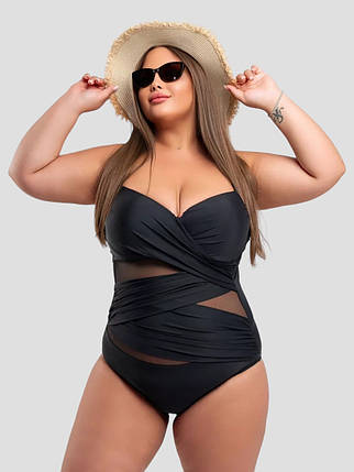 Злитий купальник з сіткою Fuba 2105 чорний 48 50 52 54 56 розмір, фото 1