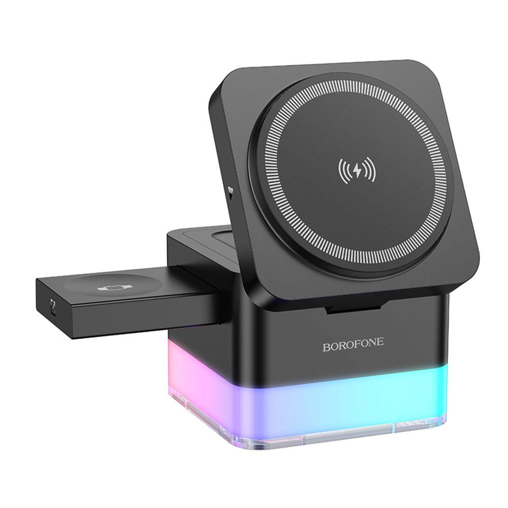 Бездротовий Зарядний Пристрій Borofone BQ34 3 in1 Magnetic 15W For iWatch Колір Чорний