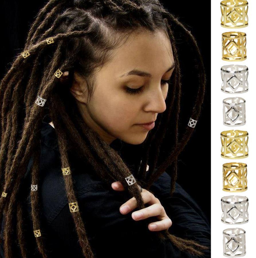 Кільця затискачі для кісок срібні кліпси алюмінієві прикраси для афрокос модні аксесуари для зачісок дред