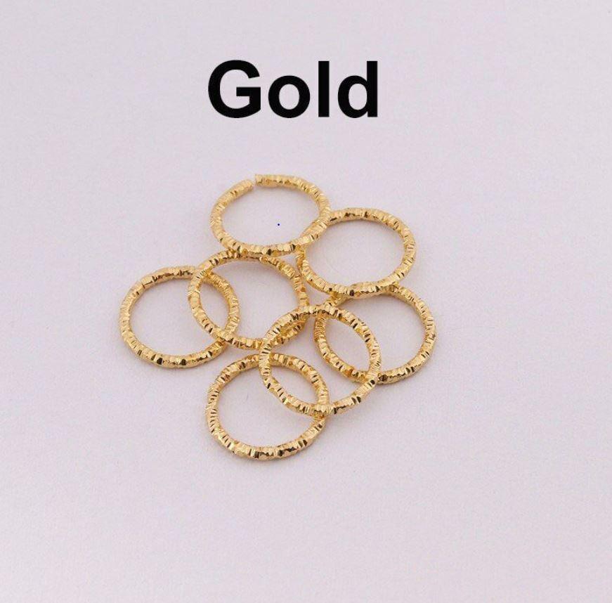 Прикраси для кісок кільця 15мм 15шт. для дред золоті кліпси для афрокос модні аксесуари для зачісок метал
