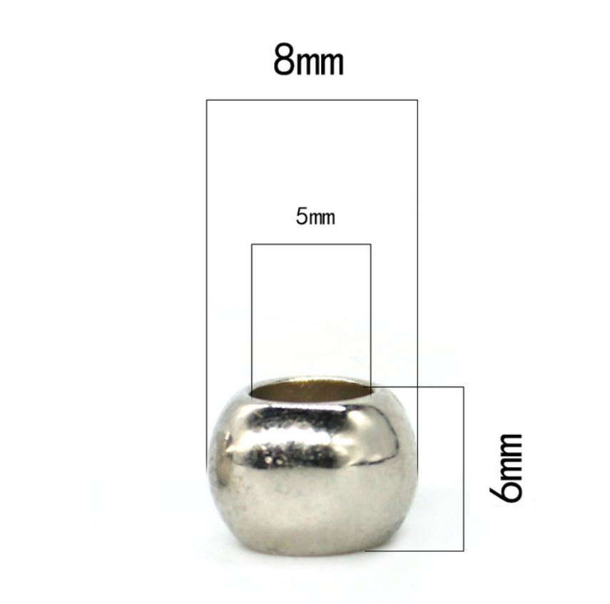 Легкі намистини для волосся з великим отвором 25шт. срібло метал буси прикраси в плетіння для кос дред зачіски