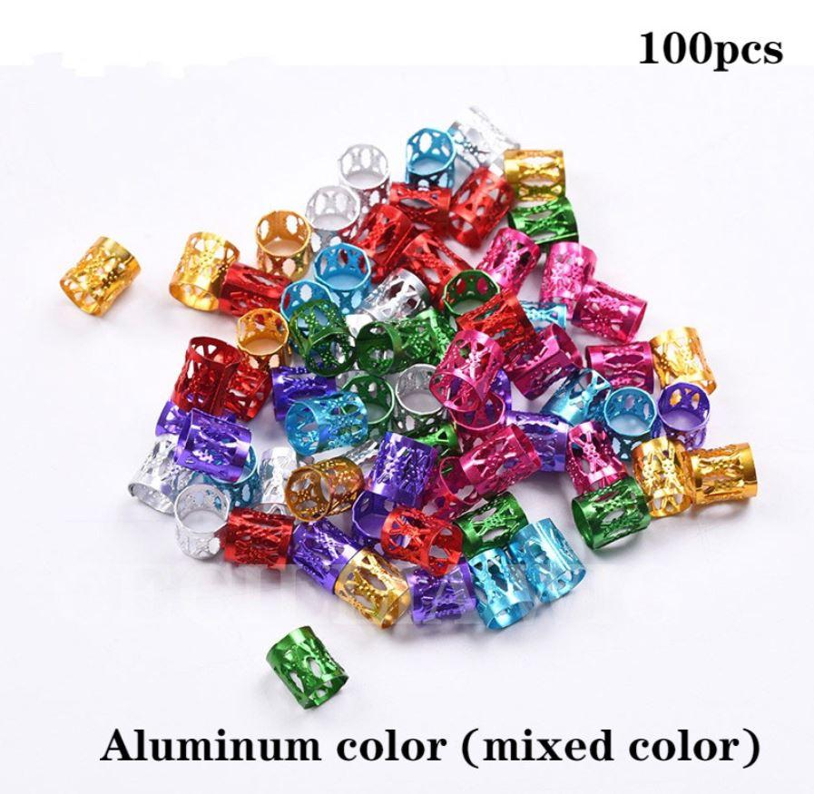 Набір 100шт кільця затискачі для кісок метал кліпси прикраси для афрокос модні аксесуари для зачісок дред