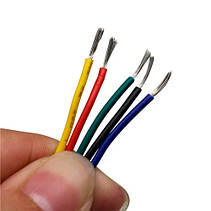 Набір дротів в силіконовому обплетенні 1жила 24AWG 5кольорів по 10м луджена мідь, фото 5