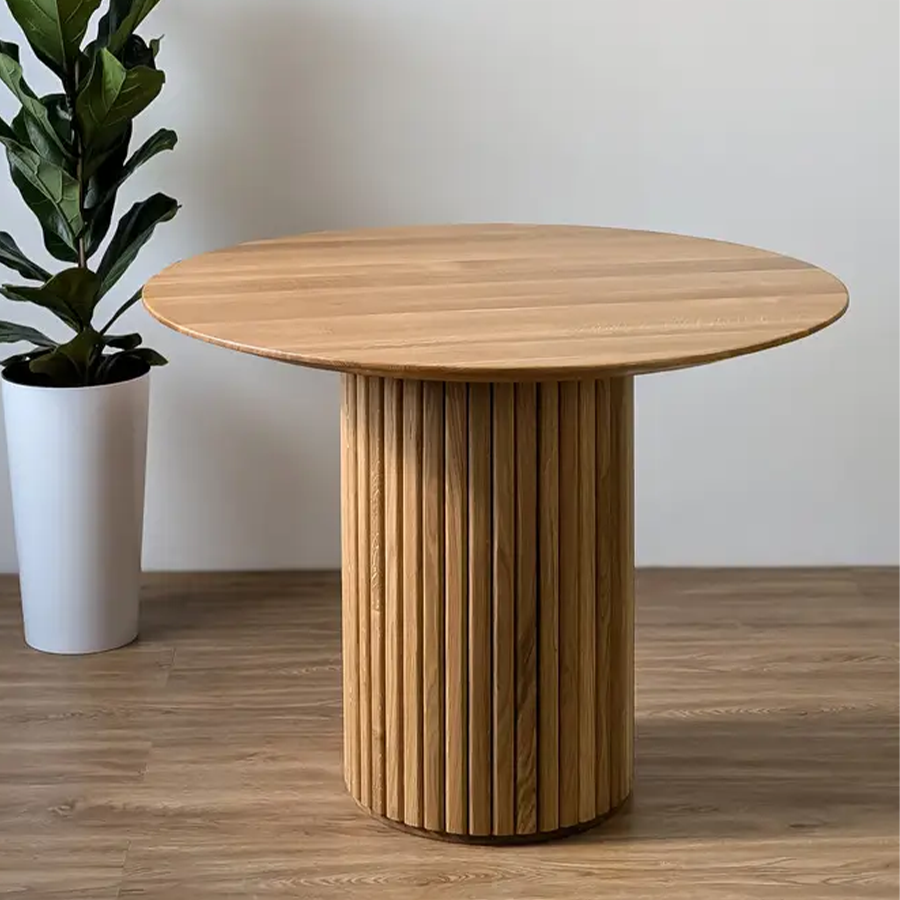 Кухонний круглий стіл "Батл" 100 см з натурального дерева Дуба з авторським зрізом 120, фото 1