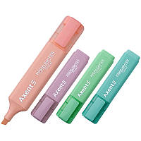 Маркер Highlighter 2537-A, 1-5 мм клиноп., набір 4-х кольорів, пастель