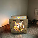 Нічний світильник настільний дерев'яний з фанери Кіт з регулюванням яскравості світла, фото 3