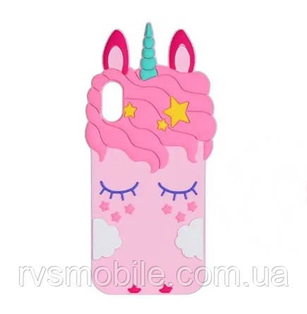 Силіконовий чохол для iPhone XS / X - 3D Sleep Unicorn (Єдиноріг), Рожевий