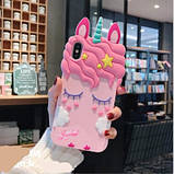 Силіконовий чохол для iPhone XS / X - 3D Sleep Unicorn (Єдиноріг), Рожевий, фото 4