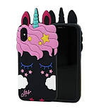 Силіконовий чохол для iPhone XS / X - 3D Sleep Unicorn (Єдиноріг), Чорний, фото 3