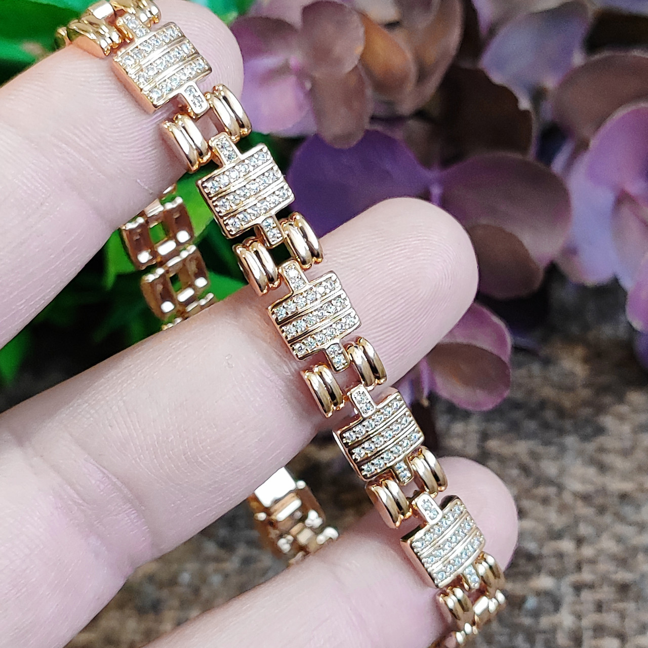 Браслет Xuping 8мм довжина 17-18.5см медичне золото позолота 18К 2392