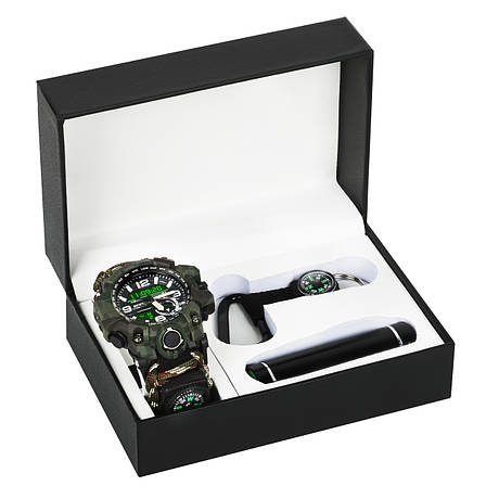 Чоловічий тактичний годинник Besta Box Military Light подарунковий набір з компасом, фото 1