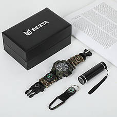 Чоловічий тактичний годинник Besta Box Military Light подарунковий набір з компасом, фото 5