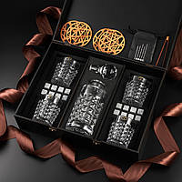 Подарунковий набір: графин і 4 склянки Bohemia Diamond для віскі (280 мл) + стеатитові камені для охолодження