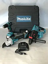 Набір акумуляторних безщіткових інструментів Makita DDF484 шурупокрут + DGA504 болгарка + DHR202 перфоратор