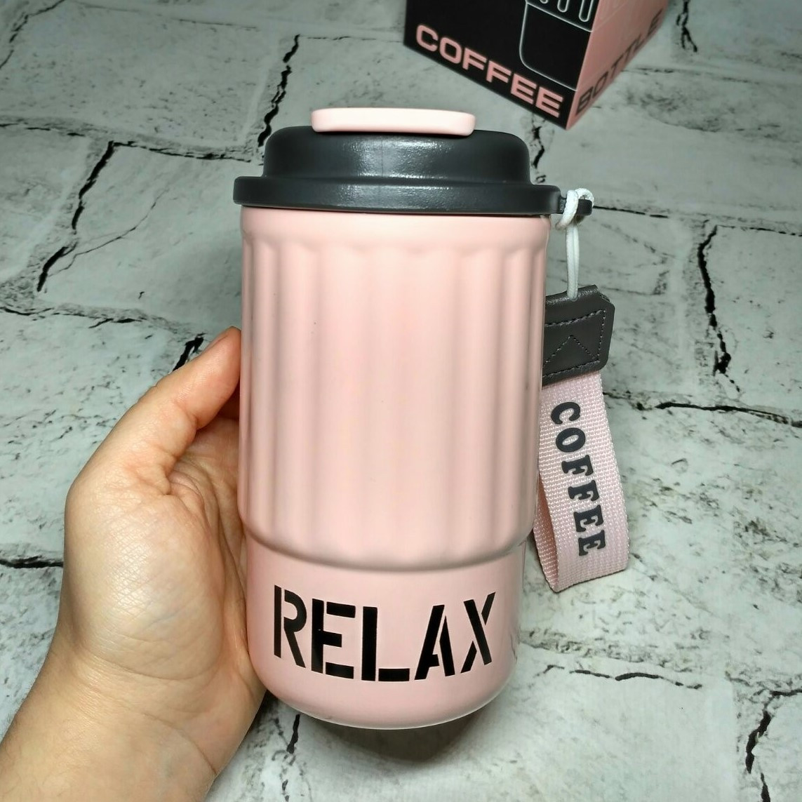 Термокухоль з керамічним покриттям Relax термочашка для кави 14,5х7,5х7 см 400 мл Рожевий MD-BW-101-R
