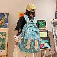 Рюкзак підлітковий Lesko 230632 Зайчик 20L Green у японському стилі 10 шт., фото 3