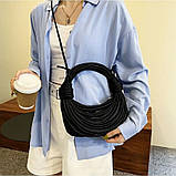 Жіноча сумка хобо багет 10405 через плече чорна, фото 7