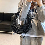 Жіноча сумка хобо багет 10405 через плече чорна, фото 8