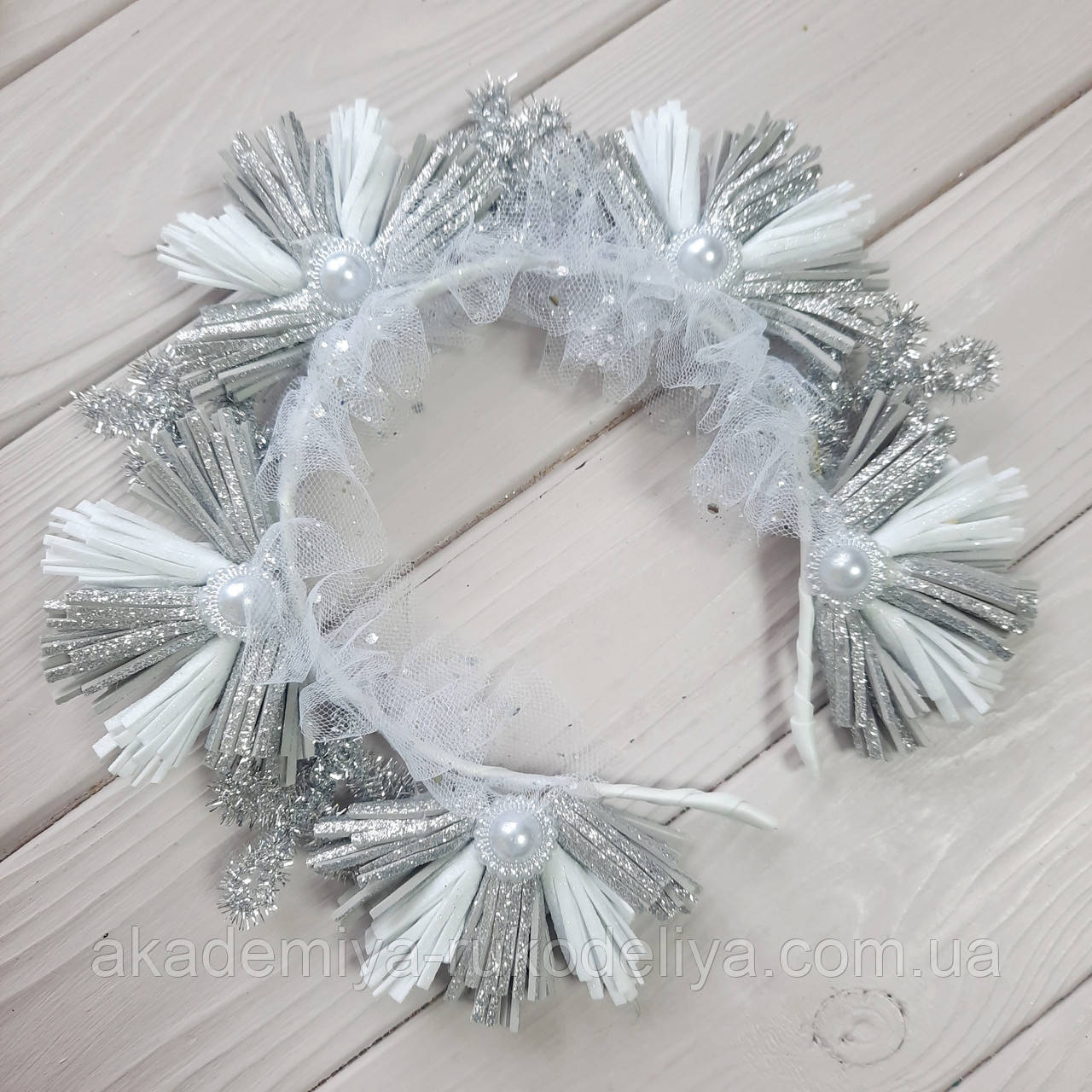 Обруч для свята — сніжинка з фатином., фото 1