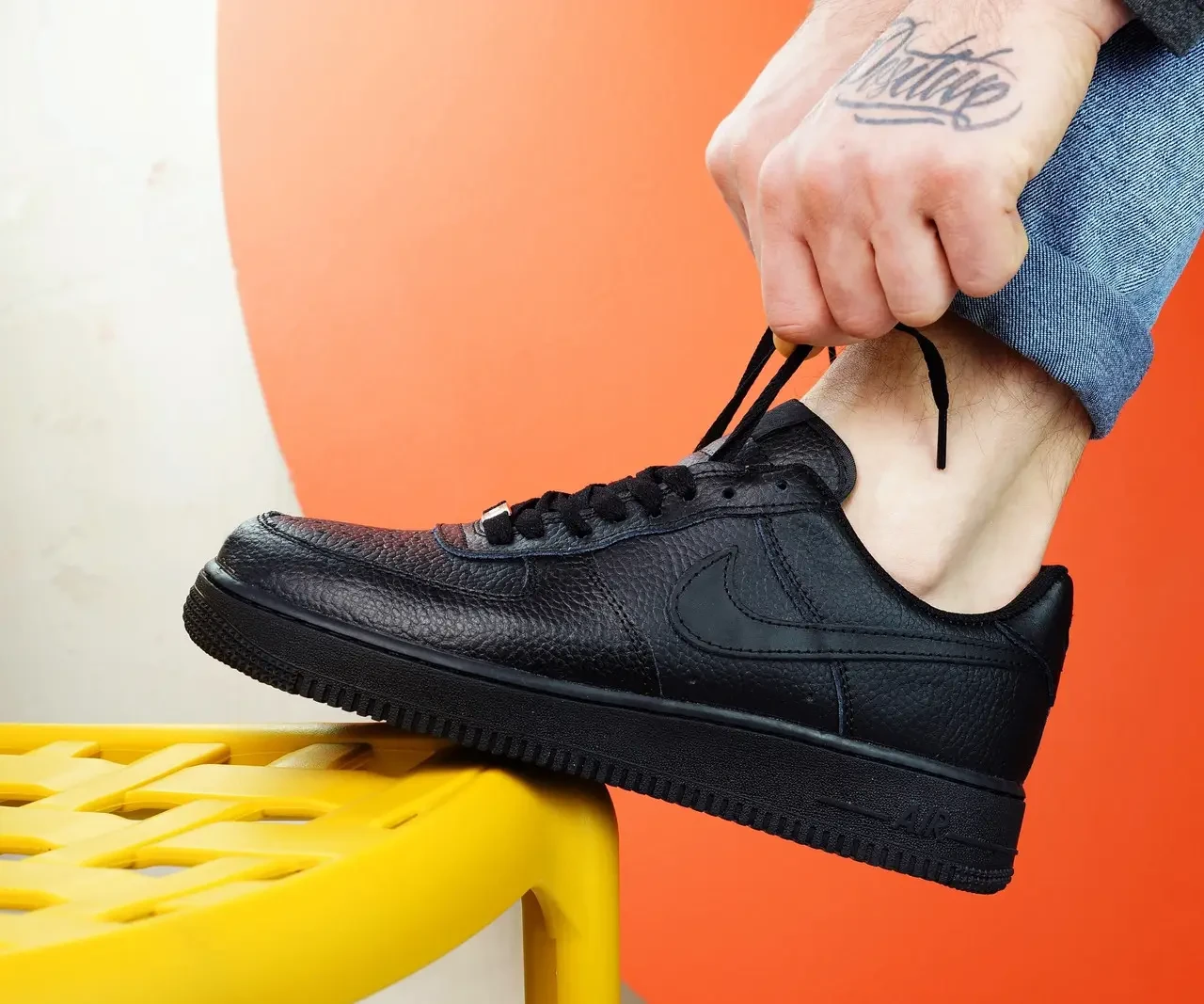 РОЗПРОДАЖ! ТОП Кросівки Nike Air Force повністю чорний колір, фото 1