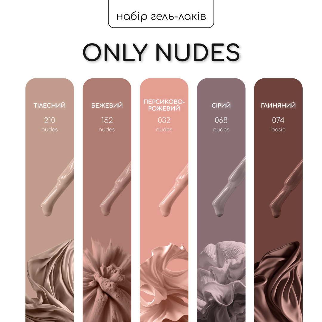 Набір гель-лаків Nice for you 4+1 Only Nudes