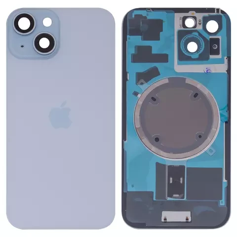 Задня панель корпусу для iPhone 15, блакитна, зі склом камери, small hole, фото 1