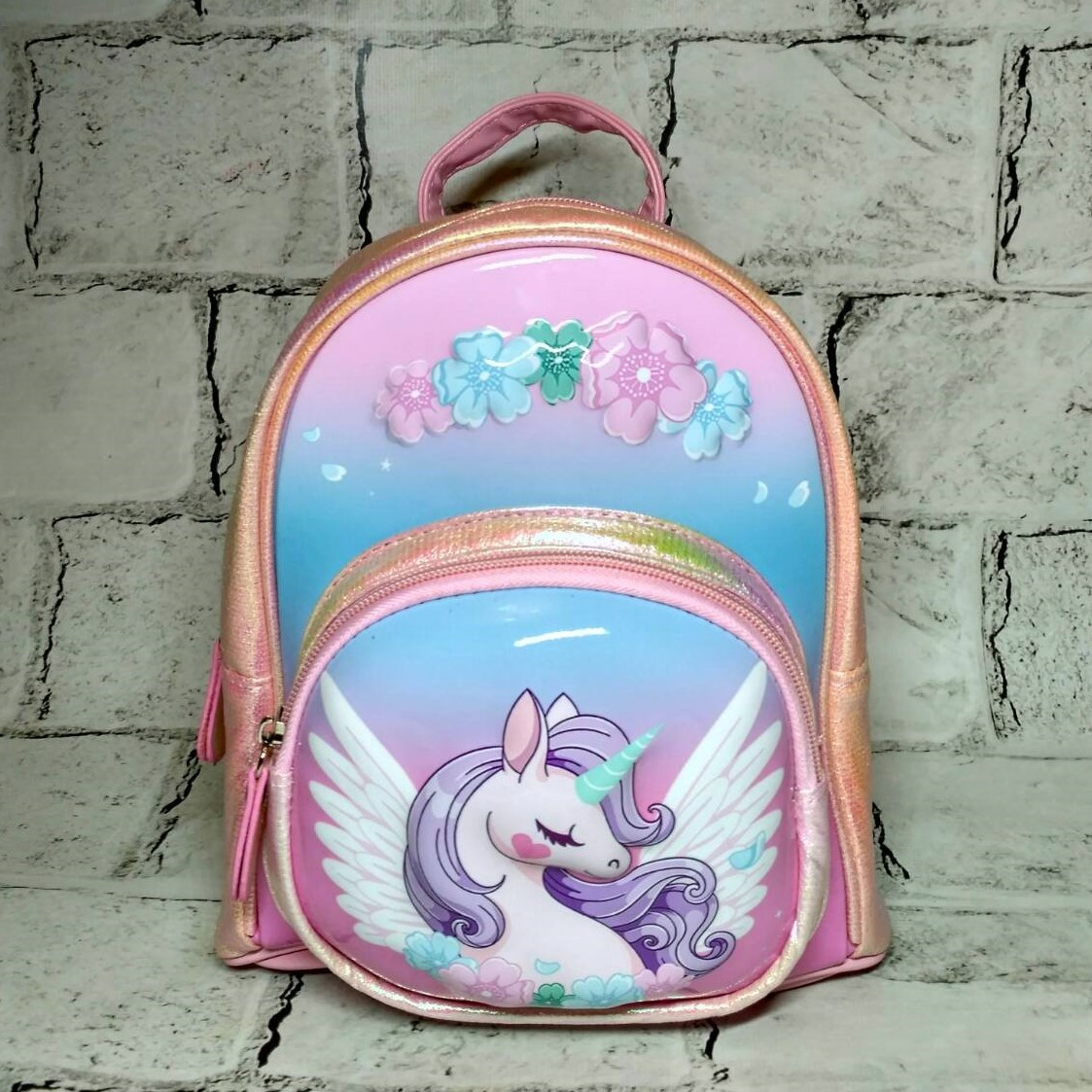 Рюкзак дитячий для дівчинки дошкільний Єдиноріг Перламутровий 21х17х10 см Рожевий 24-425-R