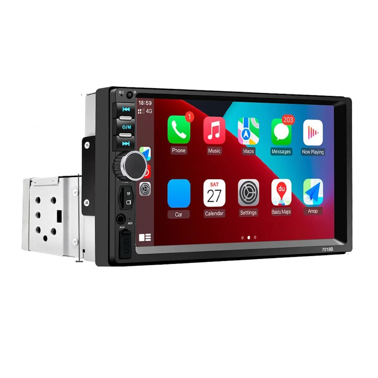 1DIN Автомагнітола 7018B з великим сенсорним екраном 7" Bluetooth USB і під'єднанням задньої камери, фото 1