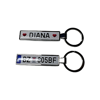 Брелок держ. номер іменний (Двосторонній VIP Chrome)