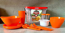 Набір для пікніка багаторазовий 6 персон 40 предметів Party (Мандарин) (Berossi)