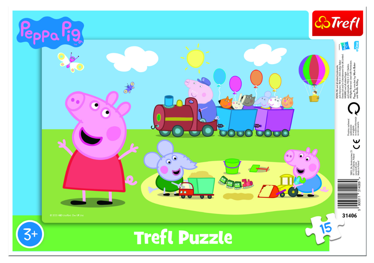 Пазли Рамкові - Свинка Пеппа. Веселий паровоз. Peppa Pig (15 ел.) 31406 (Trefl)