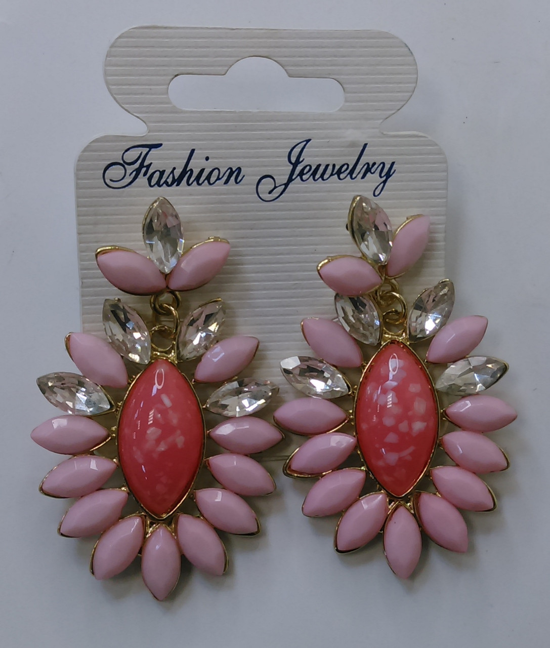 Масивні сережки-пусети в рожевих тонах (Fashion jewelry)
