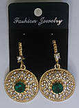 Масивні сережки з каменями (зелені) (Fashion jewelry), фото 3