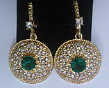 Масивні сережки з каменями (зелені) (Fashion jewelry), фото 4