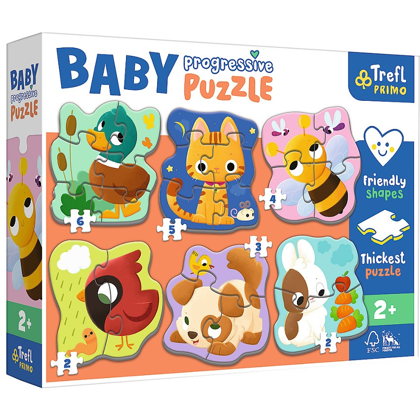 Пазли Trefl PRIMO Baby Progressive 6 в 1. Тваринки. 44003 (Trefl)