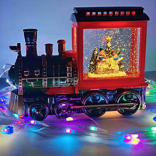 Новорічний музичний світильник зі снігом Water Lantern Потяг OO-96 ретро-нічник з ефектом снігу