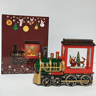 Новорічний музичний світильник зі снігом Water Lantern Потяг OO-962 ретро-нічник з ефектом снігу