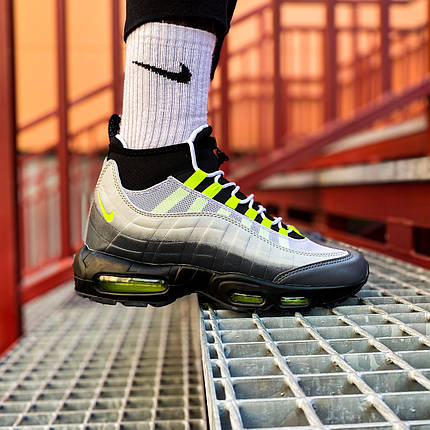 Зимові Чоловічі Кросівки Nike Air Max 95 Sneakerboot Greedy / Найк Аїр Макс 95 Снікербут Гриді Сірі із Зеленим, фото 1
