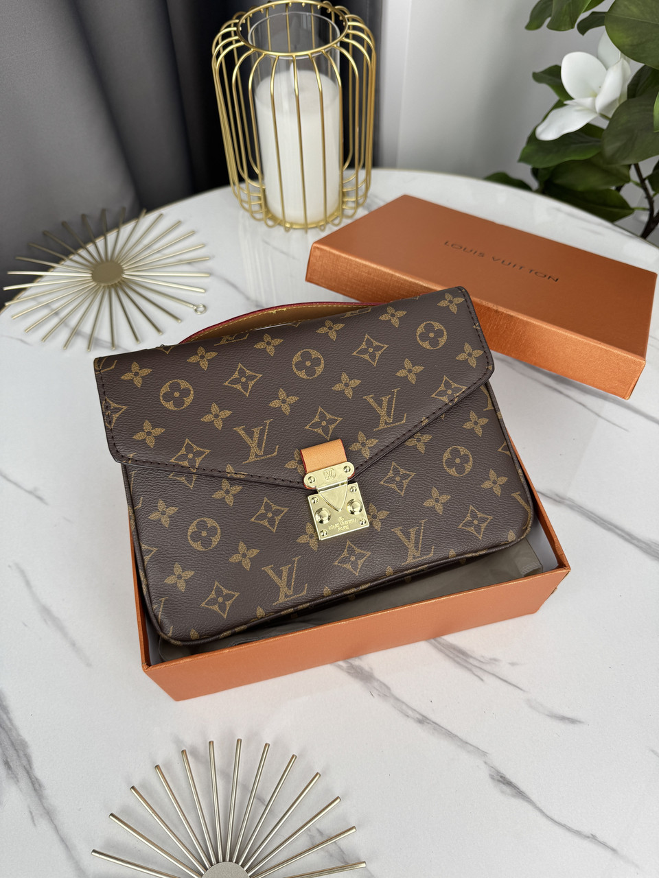 Сумка Луї Вітон коричневий із бежевим Louis Vuitton Pochette Metis, фото 1