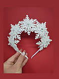 Корона сніжинки Новорічний обруч Сніжинка Новогодний Ободок Корона Снежинки, фото 2