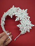 Корона сніжинки Новорічний обруч Сніжинка Новогодний Ободок Корона Снежинки, фото 4