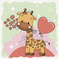 Картина за номерами ArtCraft Жирафик з квітами 30х30 см (15531-AC)