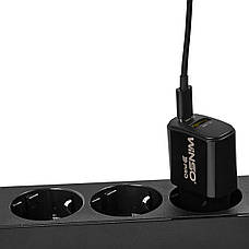 Мережевий зарядний пристрій Winso Pro PD20W USB-C+USB-A чорний, фото 4