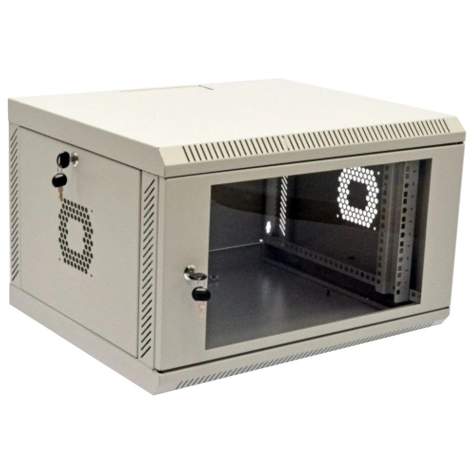 19" 6U, 600х500х373 мм акрилове скло сіра Шафа