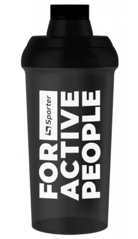 Шейкер SPORTER SHAKER BOTTLE FOR ACTIVE PEOPLE - BLACK (white print) 700 мл