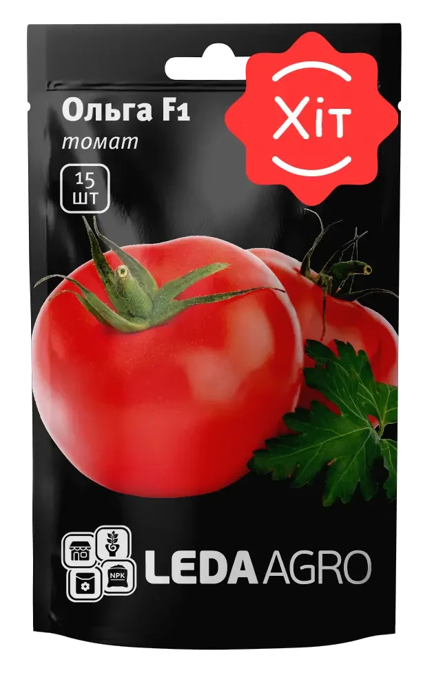 Насіння томату Ольга F1, 15 сем — ранній, червоний, напівдетермінантний, круглий, LEDAAGRO
